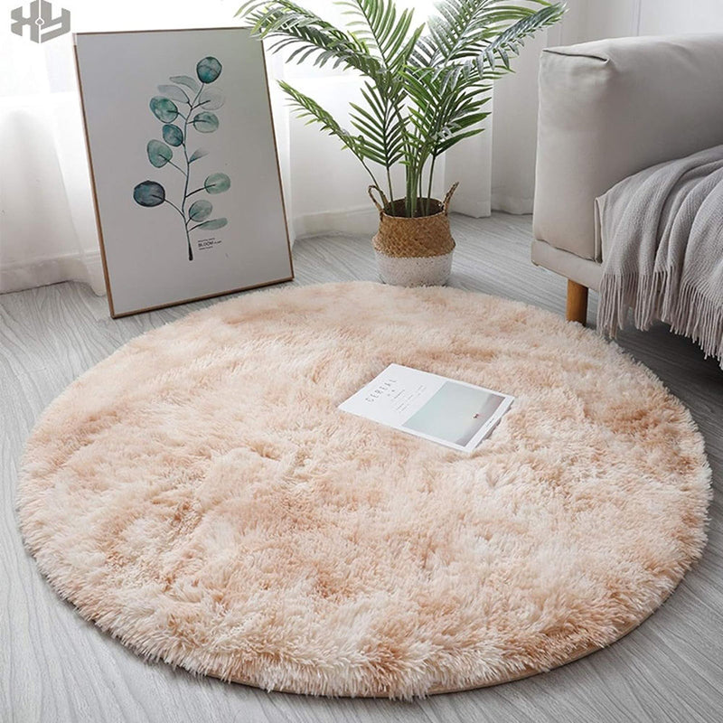 Super Soft Plush Round Rug Mat Fluffy Salon Thick Pile Carpets_0