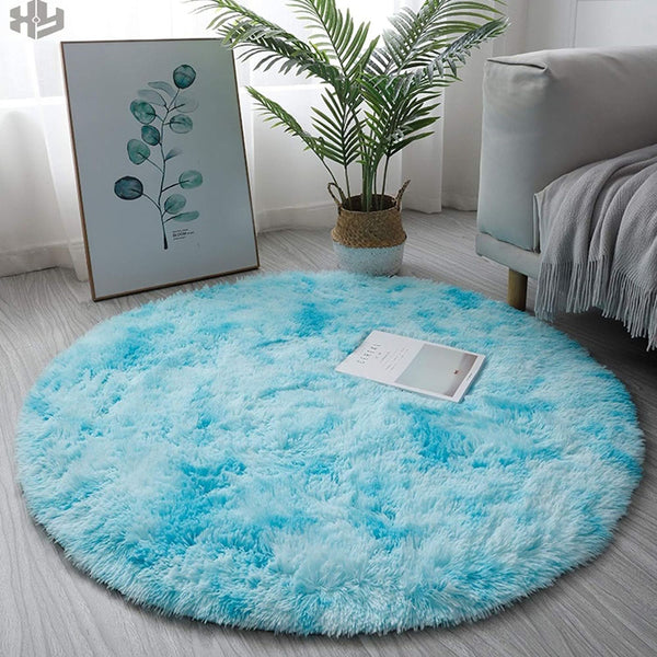 Super Soft Plush Round Rug Mat Fluffy Salon Thick Pile Carpets_3