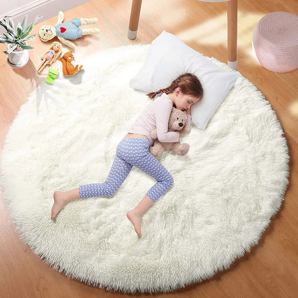 Super Soft Plush Round Rug Mat Fluffy Salon Thick Pile Carpets_4