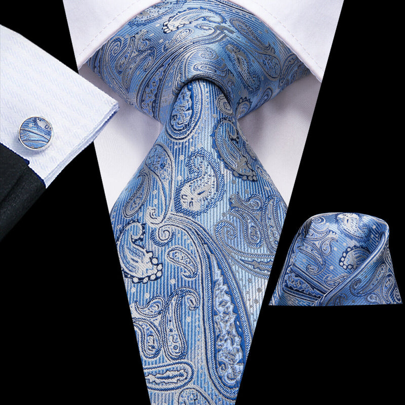 Men's Silk Jacquard Tie, Pocket Square & Cufflinks Set + FREE 4 Day Delivery