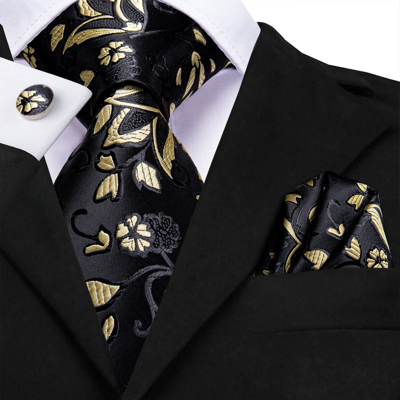 Men's Silk Jacquard Tie, Pocket Square & Cufflinks Set + FREE 4 Day Delivery