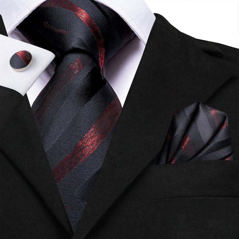 Men's Silk Jacquard Tie, Pocket Square & Cufflinks Set + FREE 4 Day Delivery