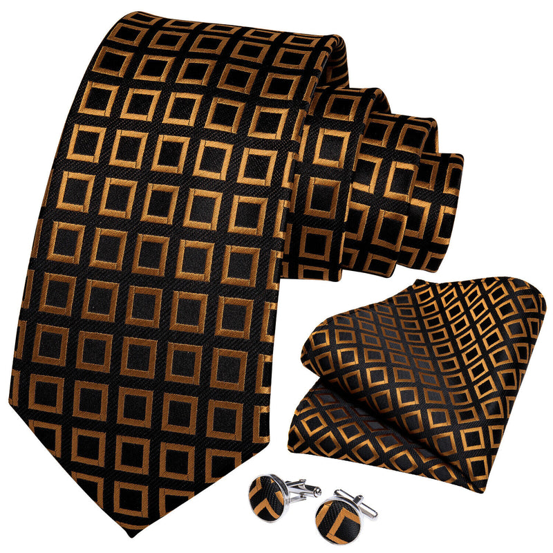 Men's Silk Jacquard Tie, Pocket Square & Cufflinks Set + FREE 4 Day Delivery