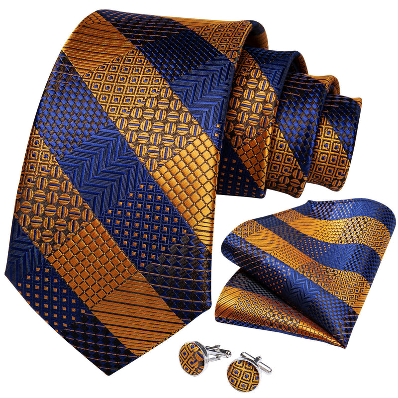 Men's Silk Jacquard Tie, Pocket Square & Cufflinks Set + FREE 4 Day Delivery