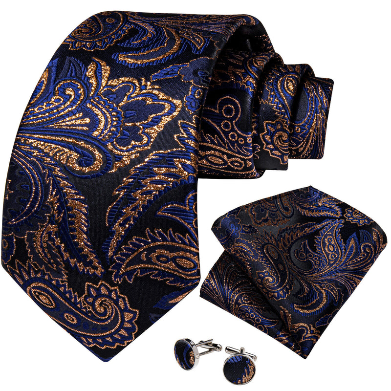 Men's Silk Jacquard Tie, Pocket Square & Cufflinks Set + FREE 4 Day Delivery