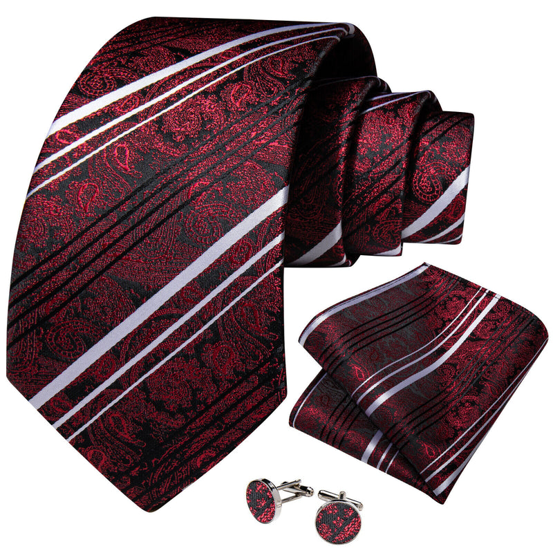 Men's Silk Jacquard Tie, Pocket Square & Cufflinks Set + FREE 4 Day Delivery